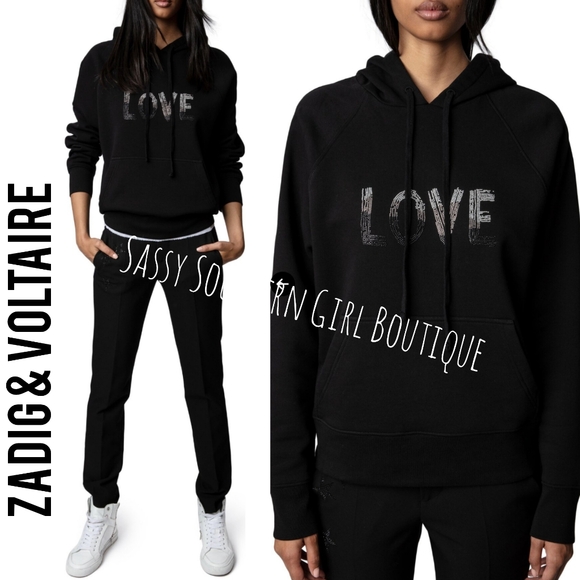 ⭐🆕 ZADIG & VOLTAIRE Love crystals black hoodie